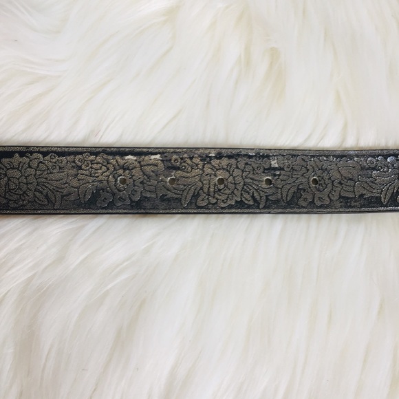 BELGO LUX Metallic Black Silver Floral Belt - Picture 13 of 16
